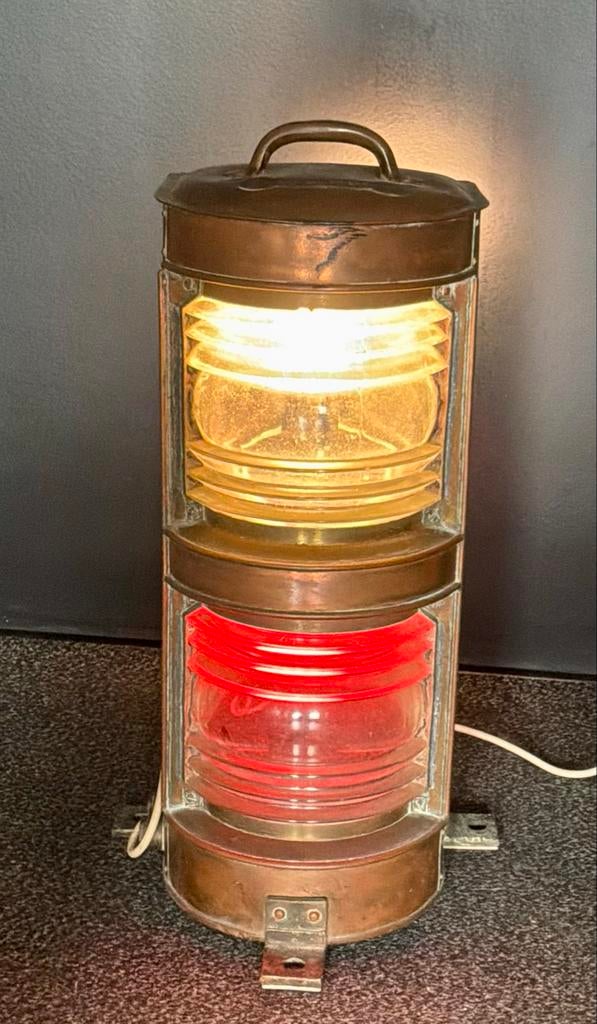 Oude elektrische scheepslantaarn - dubbel heklicht, Ophalen of Verzenden