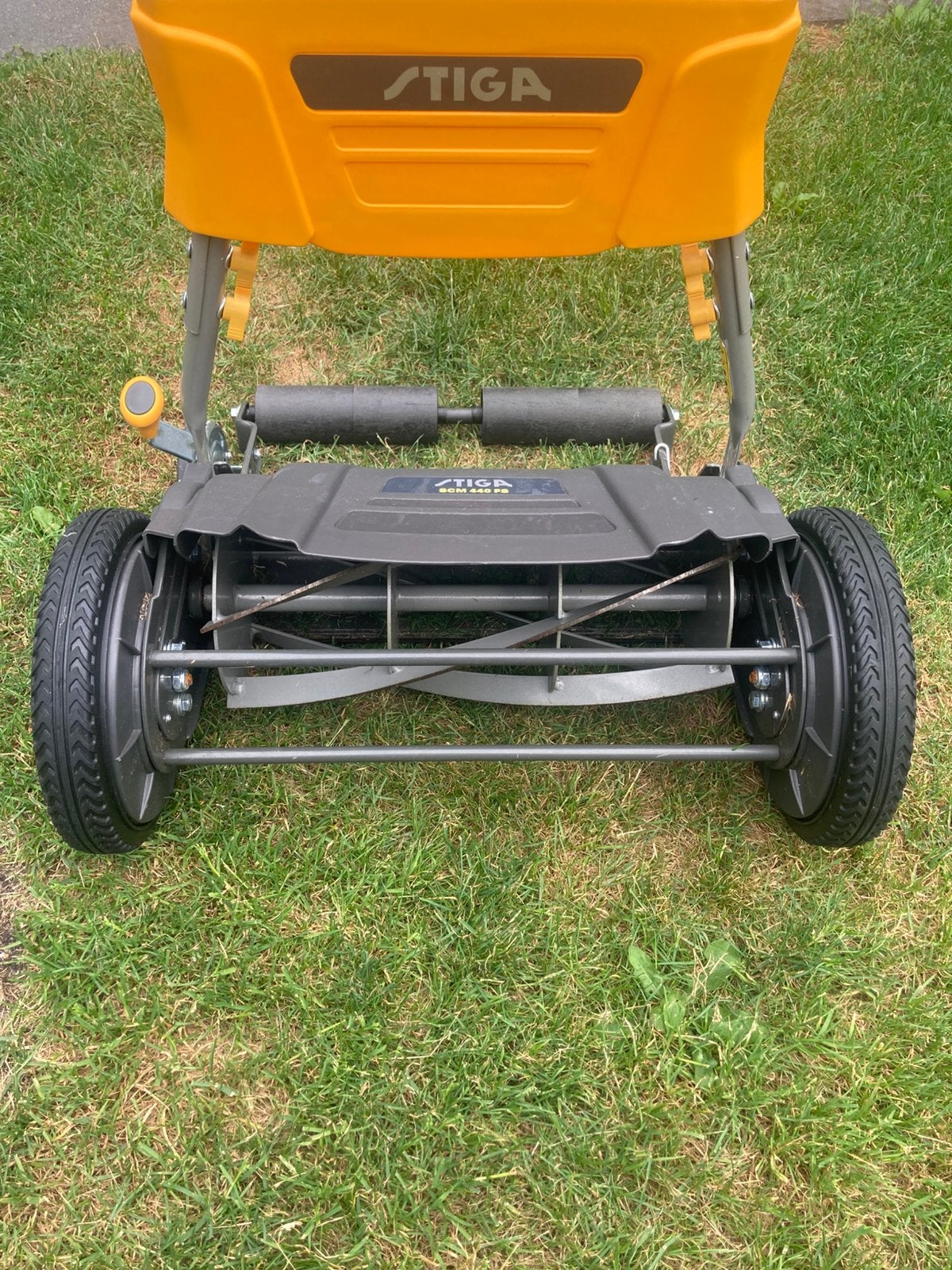 Stiga scm 440 hand grasmaaier met mulch functie, Tuin en Terras, Grasmaaiers, Kooimesmaaier, Ophalen, Zo goed als nieuw