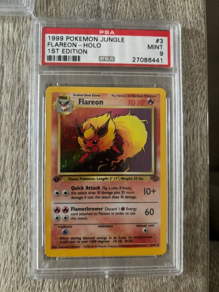 Flareon 1st Edition PSA 9 – Jungle 1999 Pokémon, Ophalen, Zo goed als nieuw, Losse kaart, Foil