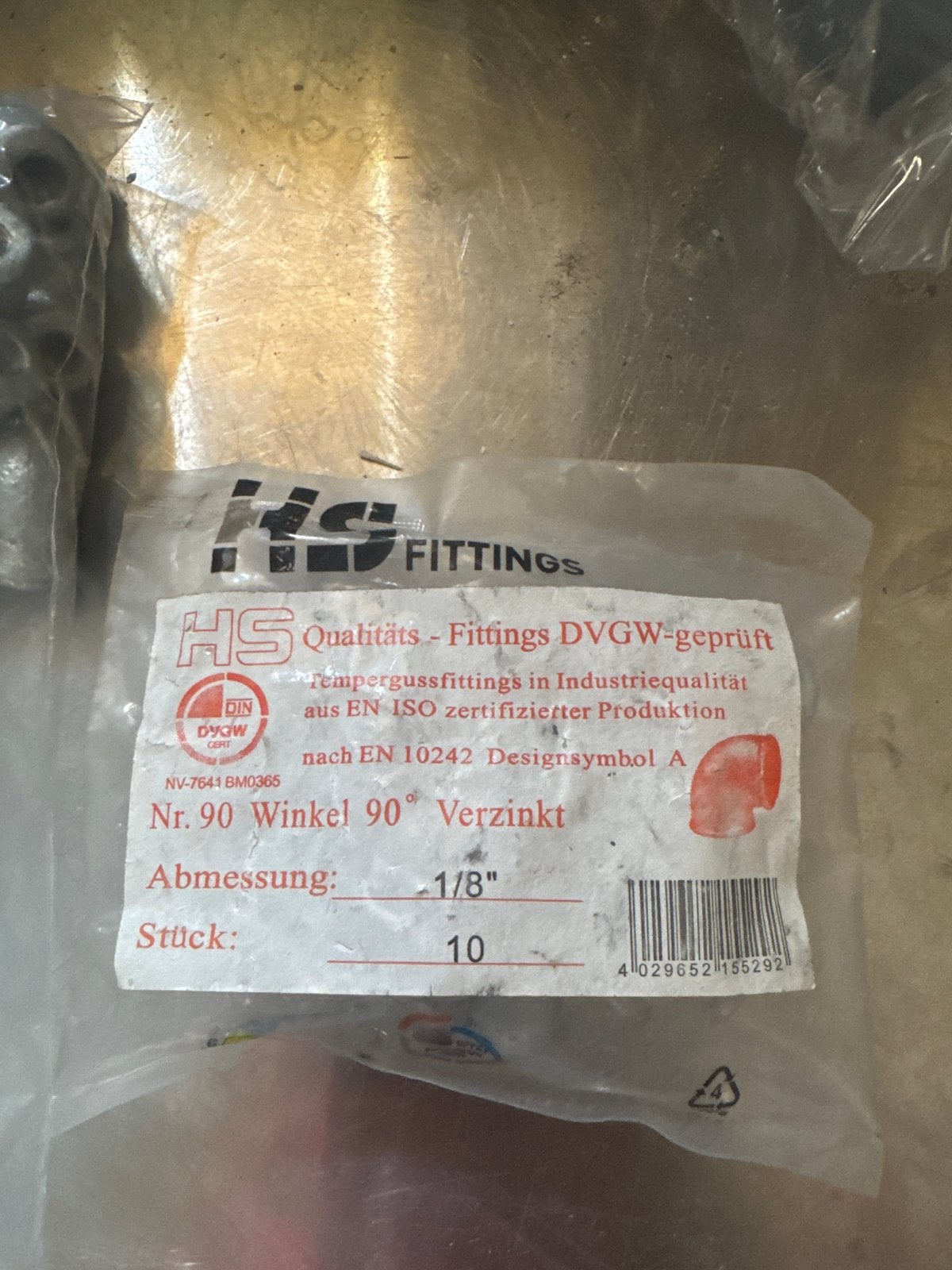 Verzinkte Fitting Knie 90 graden - 1/8 verbinding, Doe-het-zelf en Verbouw, Gereedschap | Slijpmachines, Ophalen of Verzenden