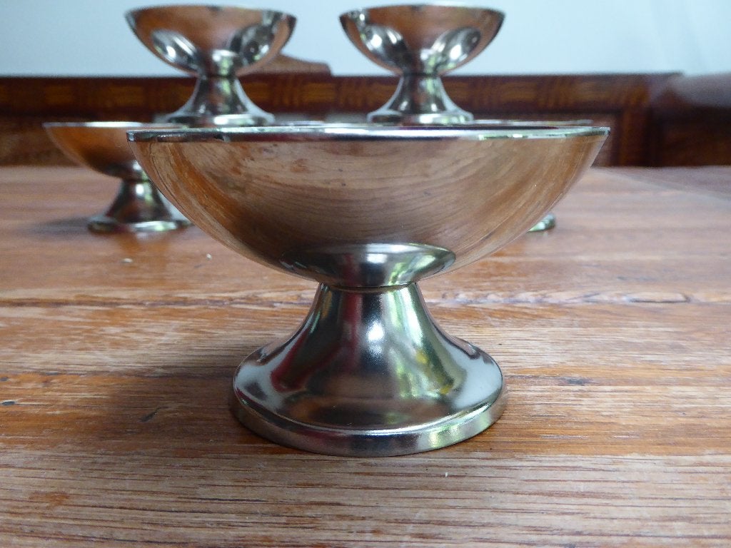 6 vintage rvs dessertcoupes/schaaltjes, Ophalen of Verzenden