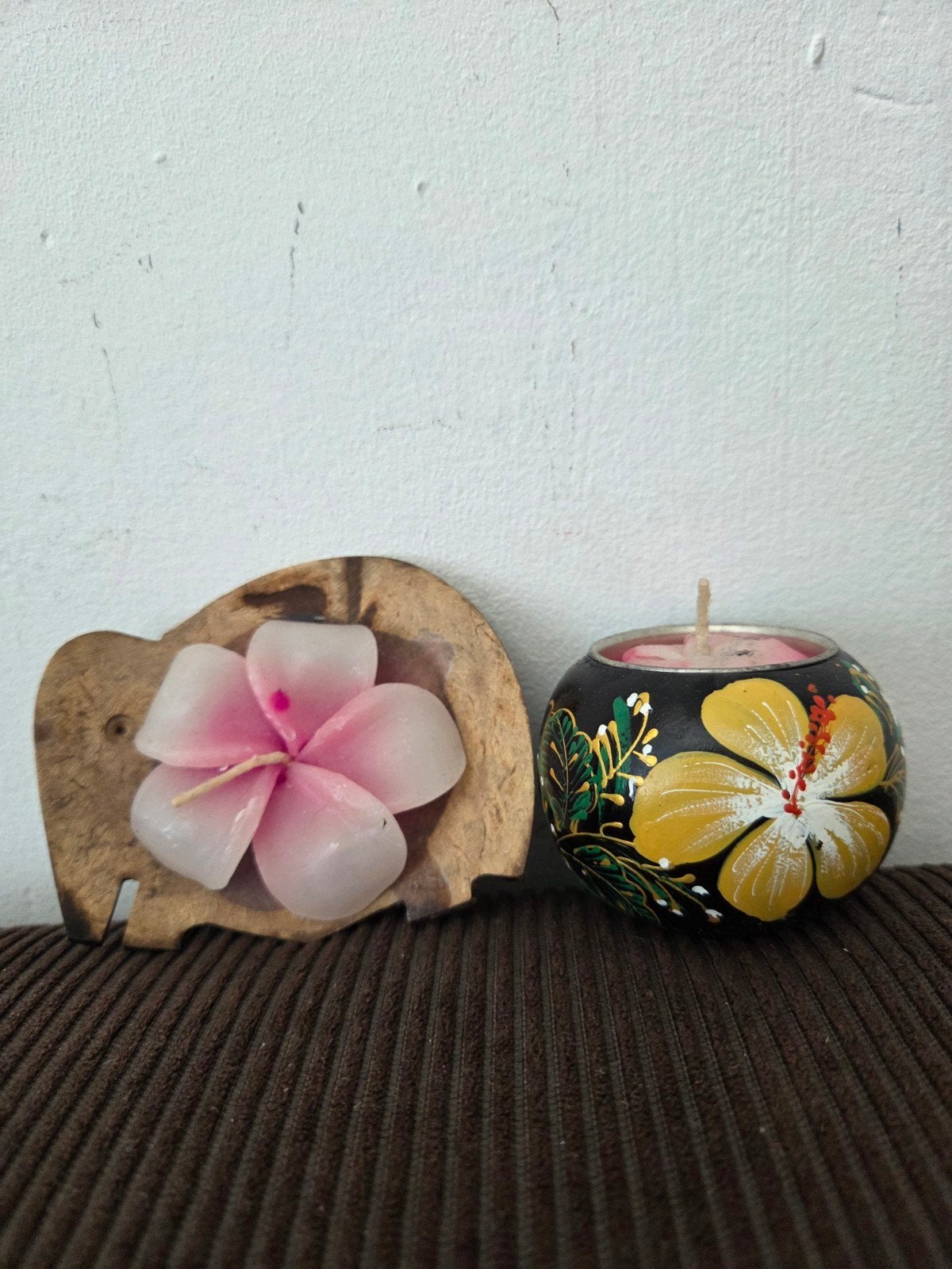 Decoratieve Thaise Kaarsen en Waxinelichthouder Set, Overige merken, Was, Ophalen of Verzenden, Roze