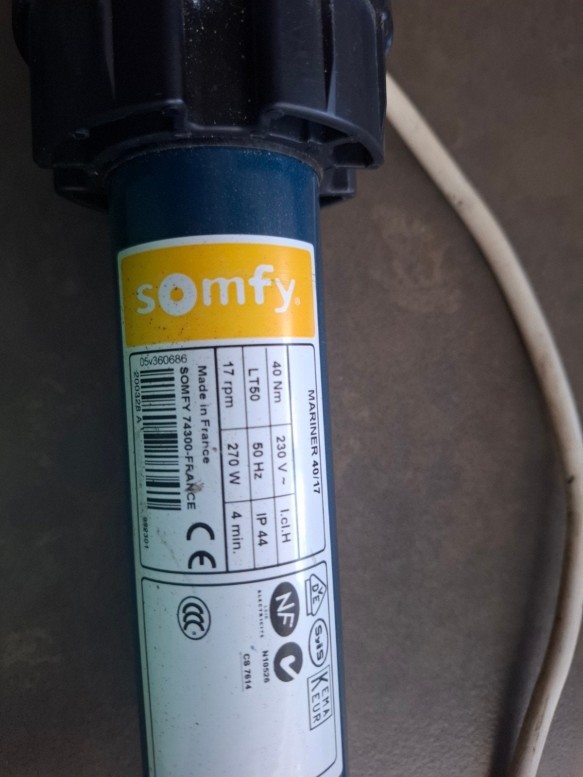 Somfy Mariner 40/17 Buis Motor Rolluik Zonwering 40Nm 17RPM, Ophalen of Verzenden, Gebruikt, Overige typen