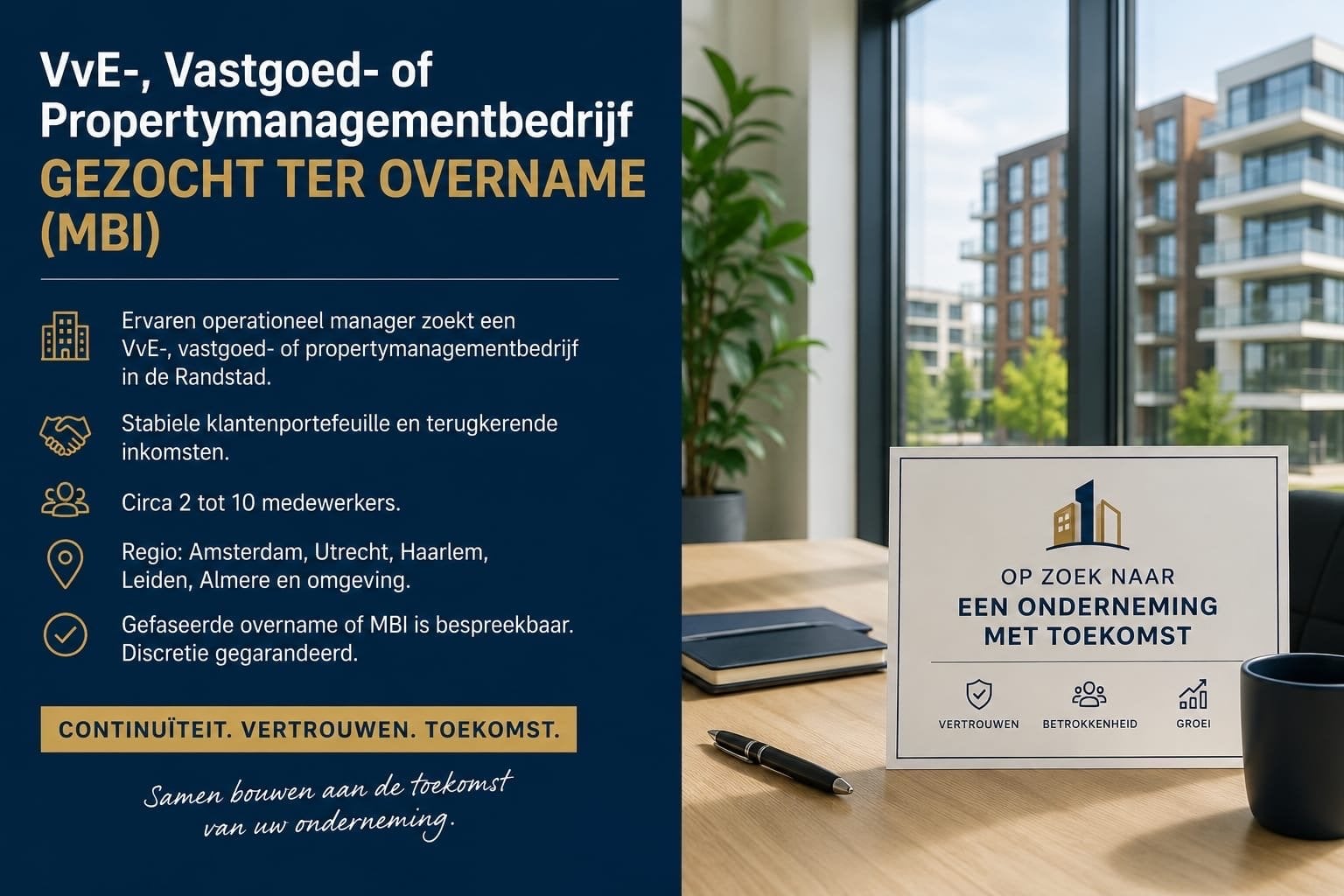 Gezocht VvE-  of propertymanagementbedrijf ter overname MBI