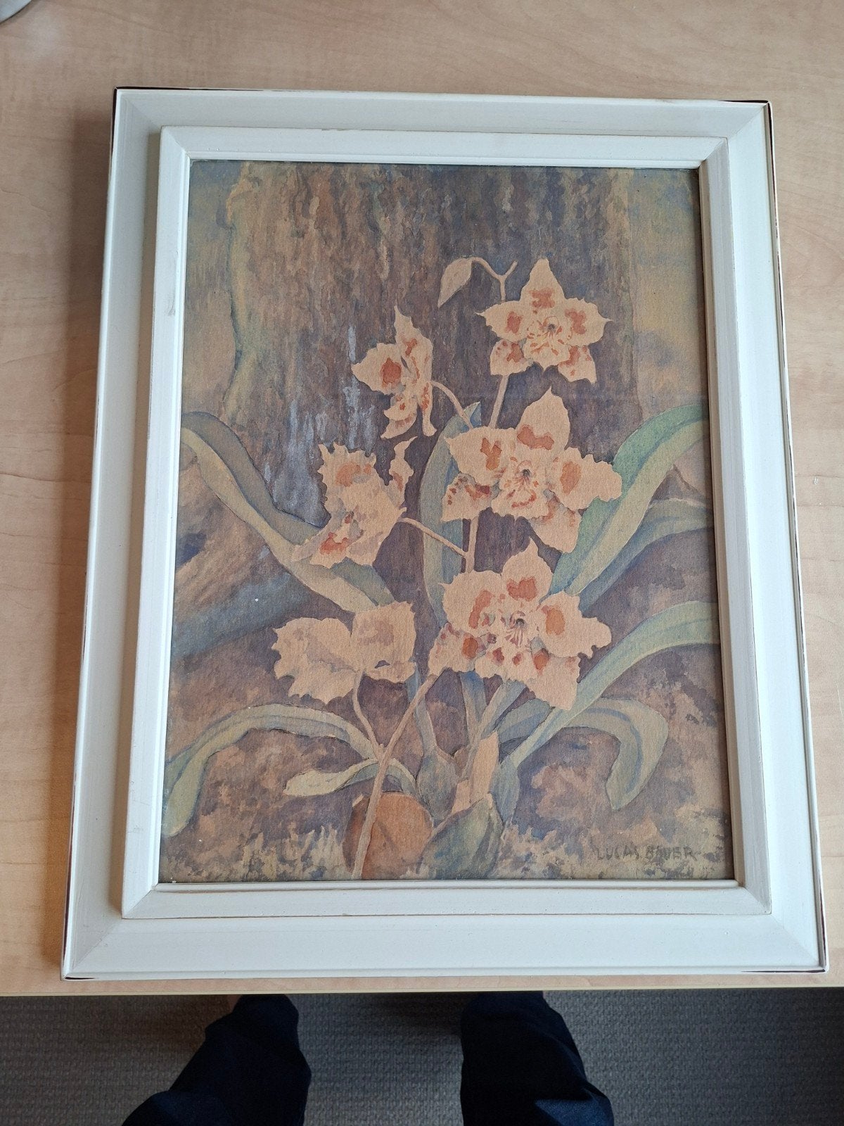Schilderij  van Haagse schilder Lucas Bauer - Orchideeën, Ophalen
