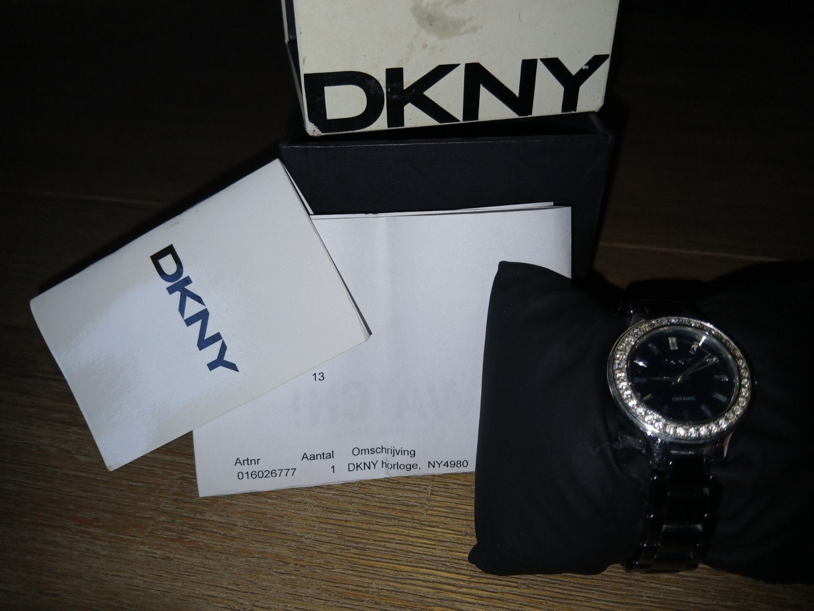 DKNY NY4980 Dames Horloge met Strass - Zwart, Sieraden, Tassen en Uiterlijk, Horloges | Dames, Staal, Gebruikt, Staal, DKNY