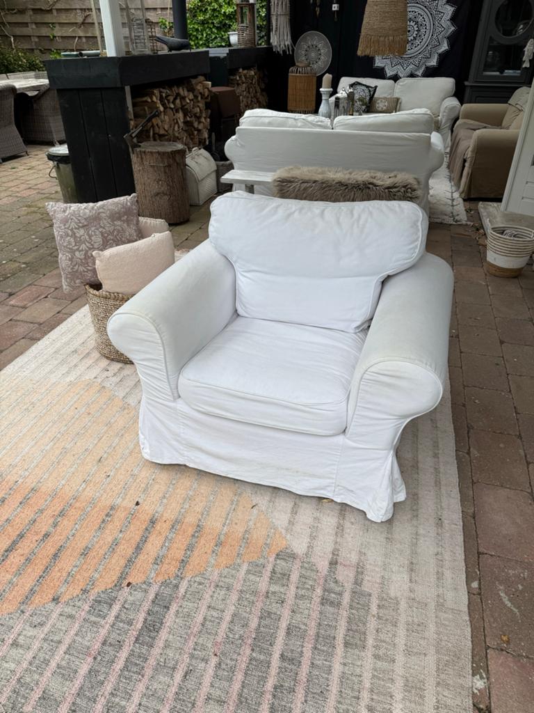 Witte ektorp stoel van ikea, Huis en Inrichting, Fauteuils, Ophalen of Verzenden, Gebruikt, Stof, 75 tot 100 cm