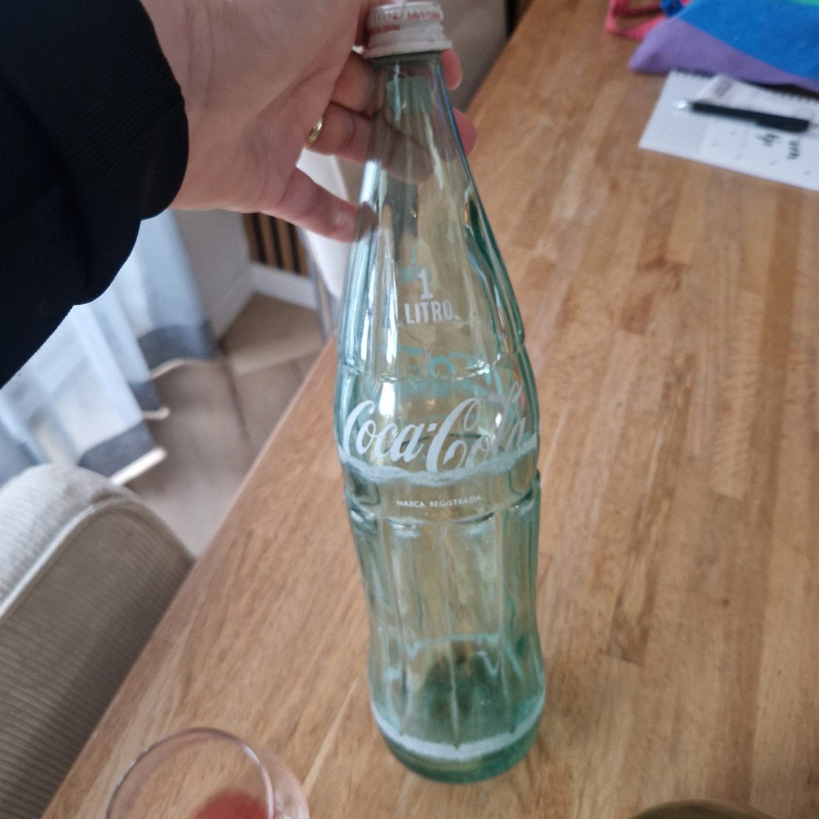 Originele gebruikte vintage  Coca Cola fles glas met dop, Ophalen of Verzenden, Frisdrankglas