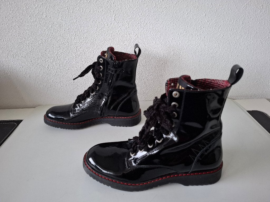 Red Rag maat 39 zwarte lak leren meisjes laarzen laarsjes, Schoenen, Zo goed als nieuw, Red Rag / Red - Rag, Verzenden