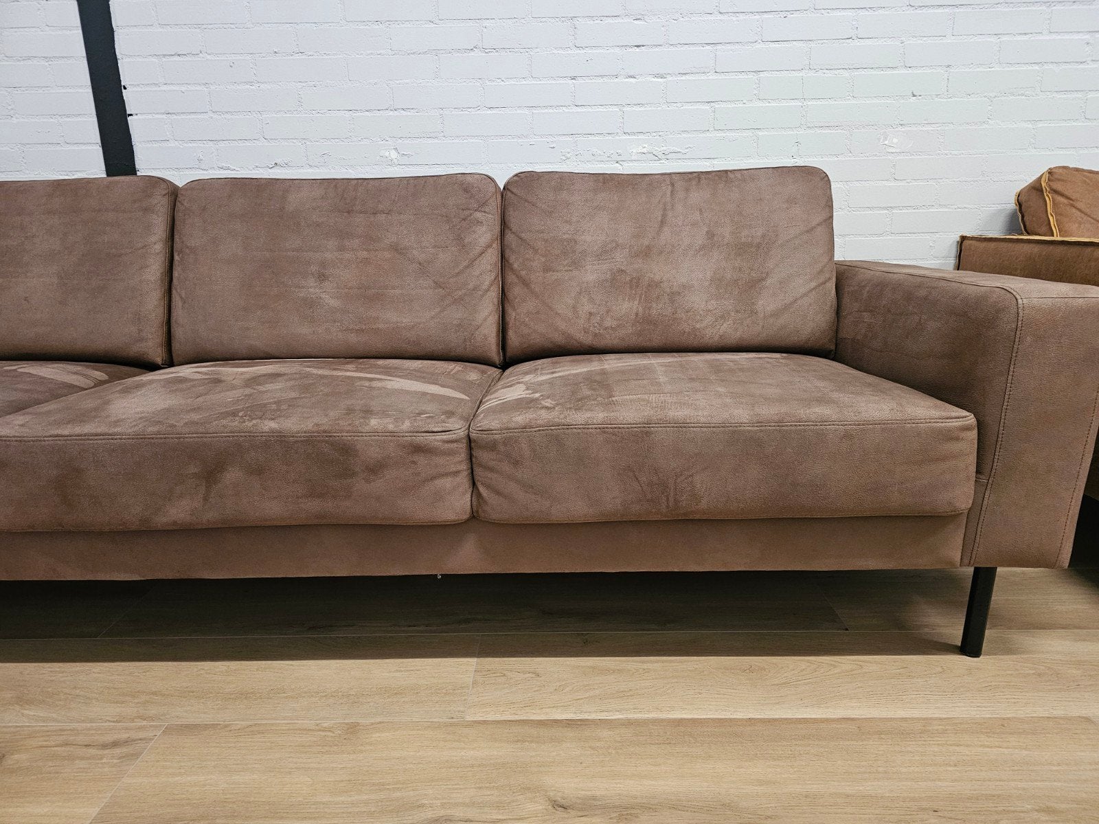 Cognac bank 3 zits taupe, Ophalen, 125 cm of meer, 125 cm of meer, Home Friesland
