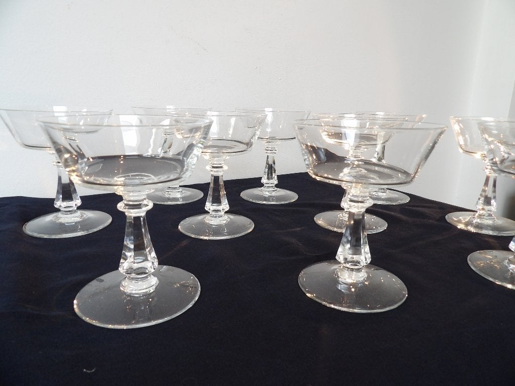 Fifties Val st Lambert Champagne Coupes, kristal, Antiek en Kunst, Antiek | Glas en Kristal, Ophalen of Verzenden