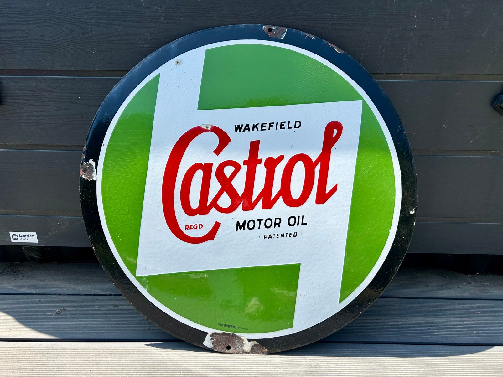 Emaillebord email emaille reclame bord sign castrol oil olie, Verzamelen, Ophalen of Verzenden, Gebruikt, Reclamebord