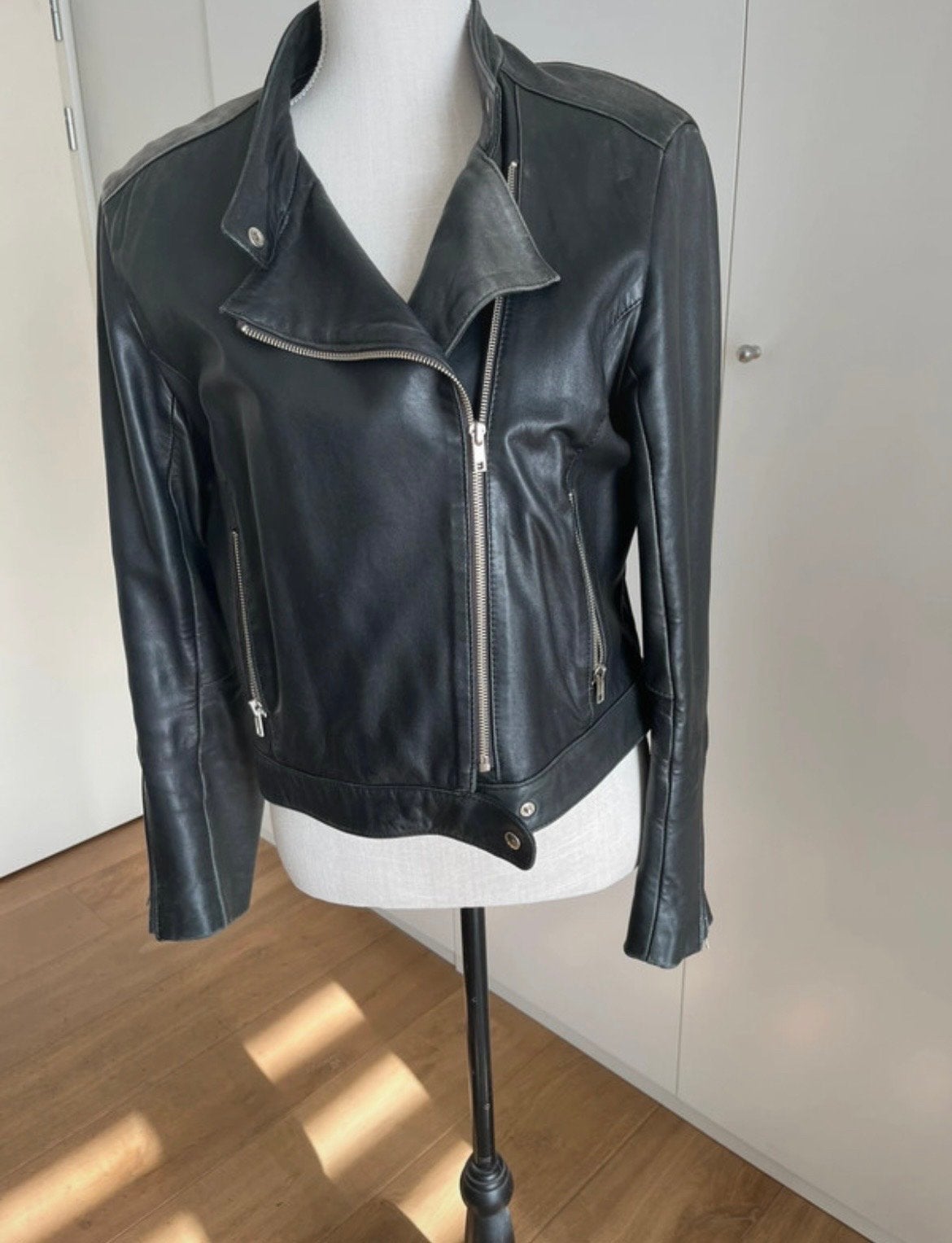 Pauw Amsterdam Vintage Leren Jas Maat 38/40, Ophalen, Gedragen, Maat 38/40 (M), Zwart