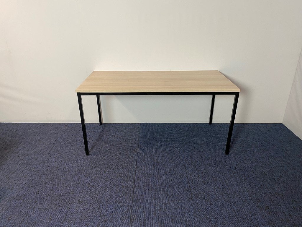 Vergadertafel, acacia blad, zwart frame, 160 x 80 cm., Ophalen, Gebruikt