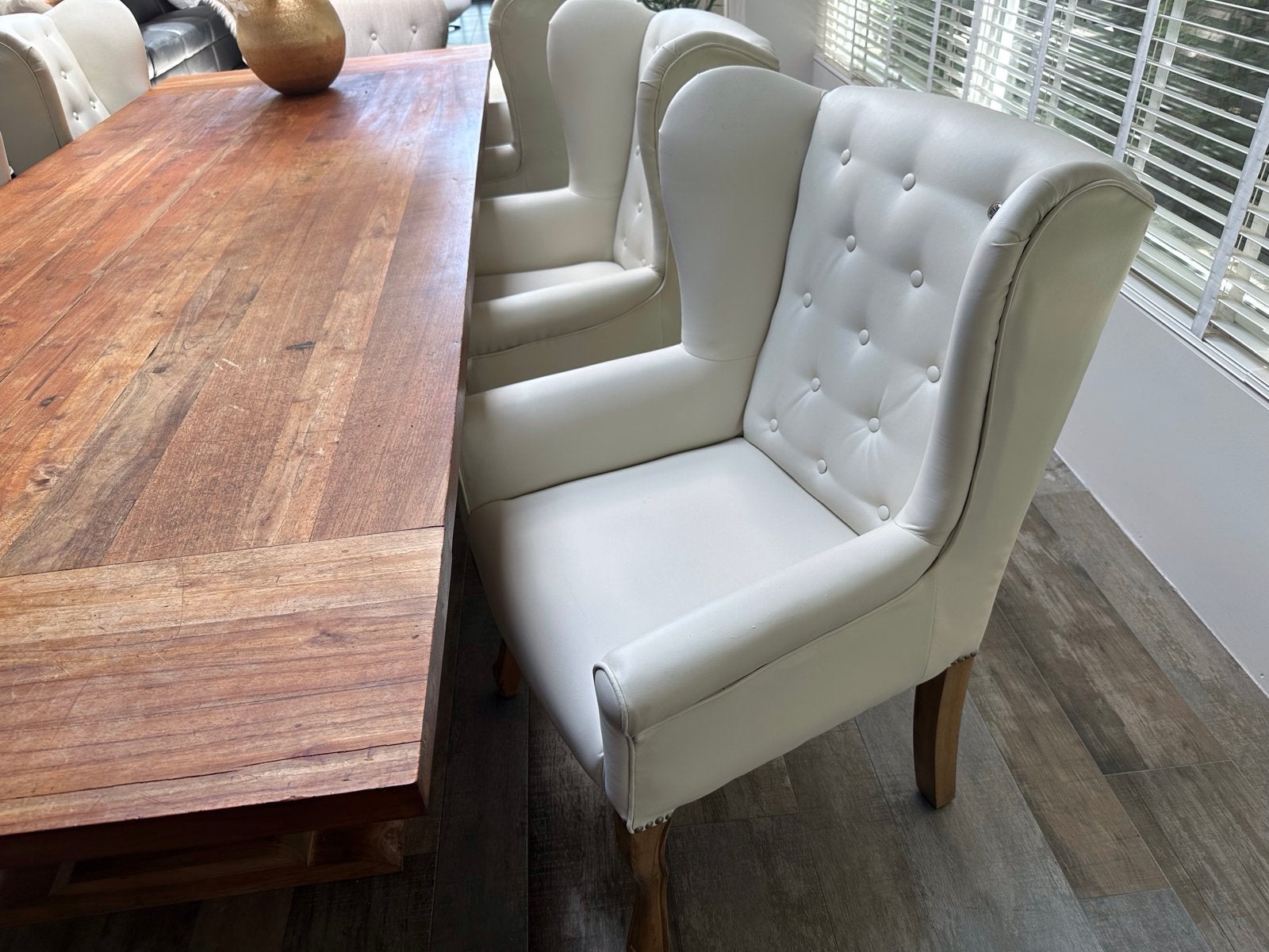 6 Riviera Maison hoge stoelen - Gebruikt, Gebruikt, Overige kleuren, Ophalen of Verzenden, Vijf, Zes of meer stoelen