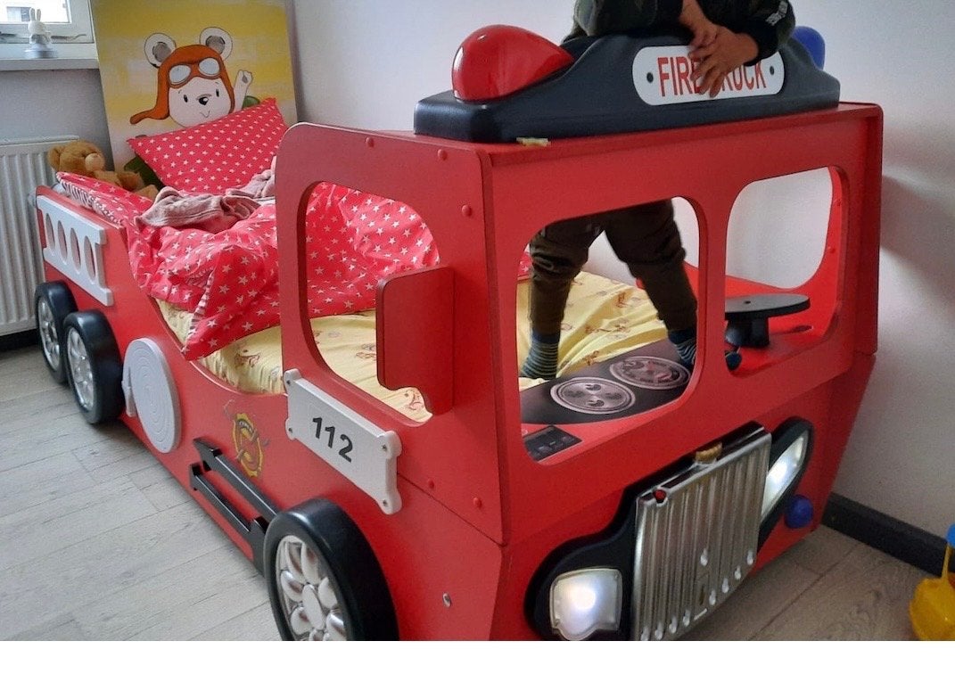 Brandweerauto kinderbed - Zo goed als nieuw, Ophalen, Zo goed als nieuw, 180 cm of meer, 85 tot 100 cm