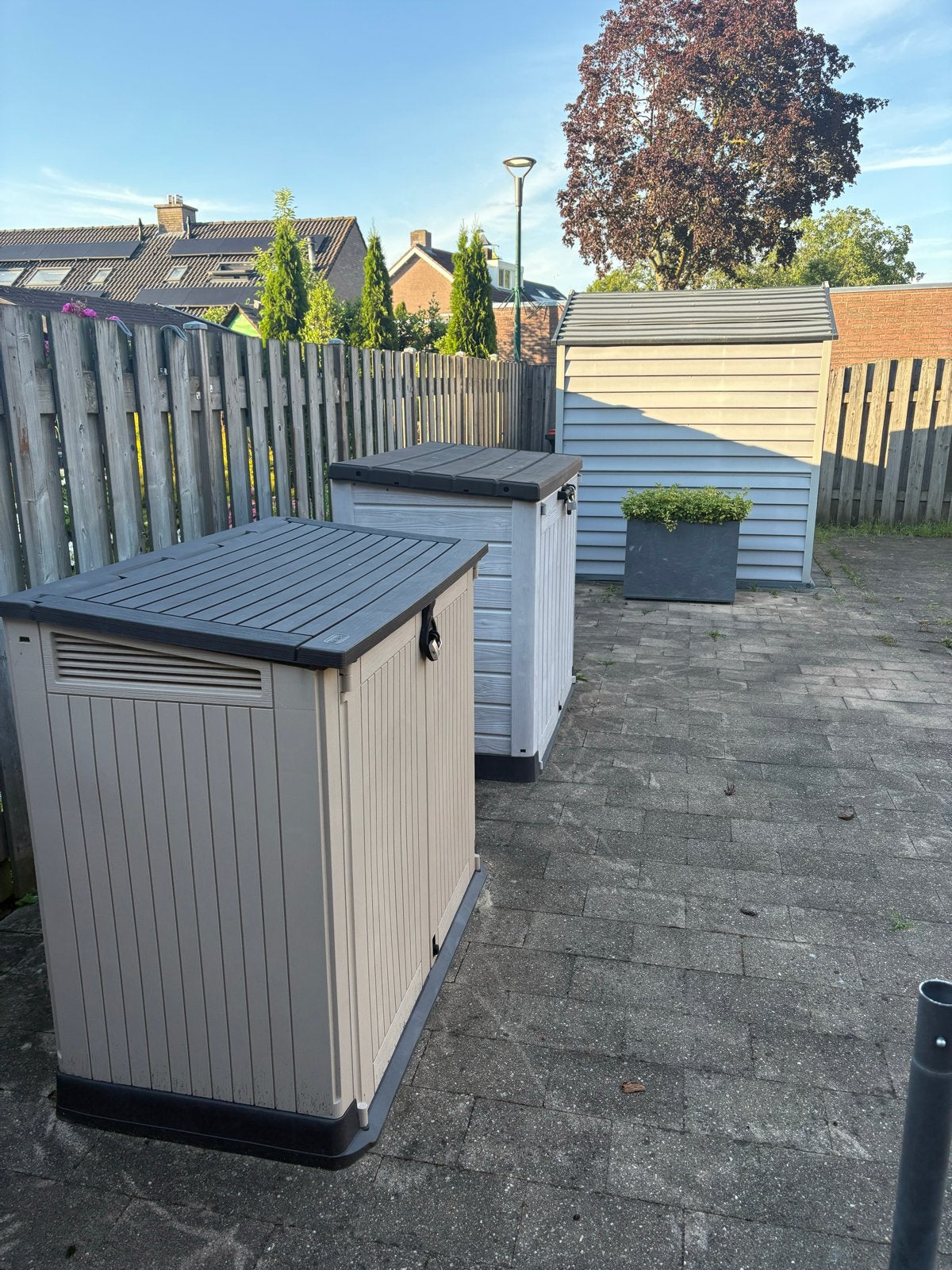 3 Tuin/opberghuisjes te koop! Diverse maten en modellen, Ophalen of Verzenden, Gebruikt, Kunststof, Overige typen