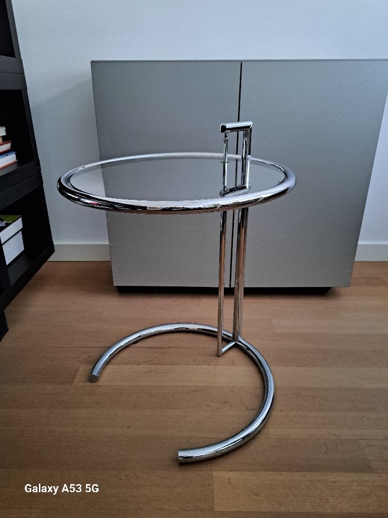 Vintage bijzettafel Eileen Gray stijl, Minder dan 55 cm, Gebruikt, Rond, Eileen Gray, Bauhaus