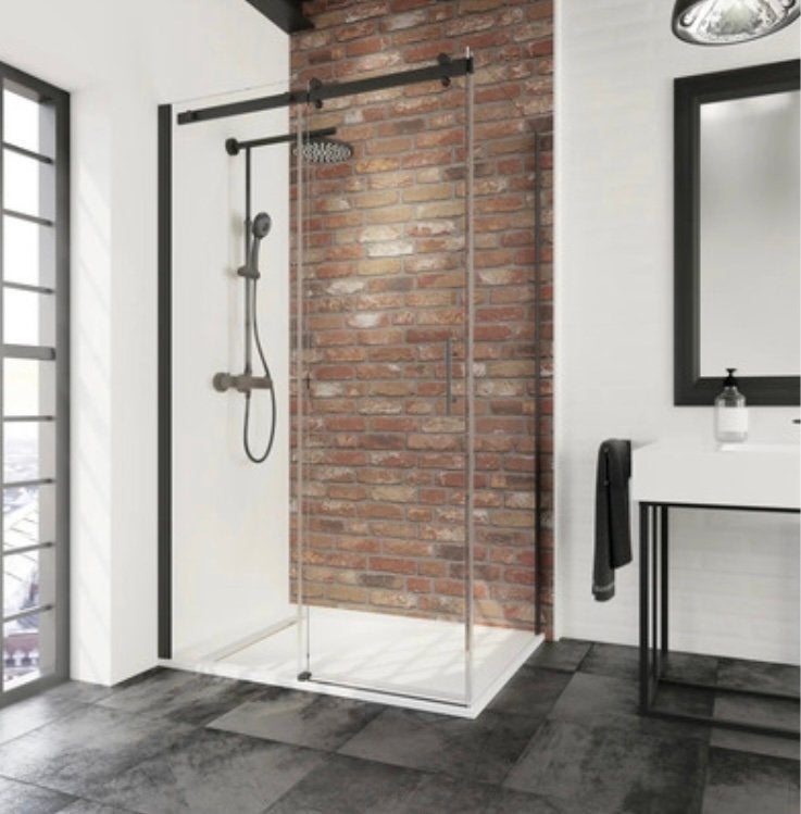 Hornbach Douchecabine Alexa Style 1200x80mm Mat Zwart, Ophalen, Gebruikt, Glas, Douche