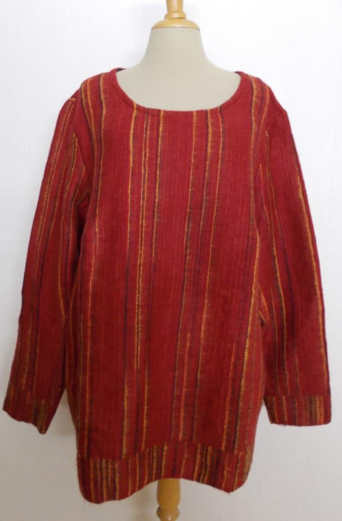 Super zachte en warme wollen hand gemaakte tuniek/trui! L/XL, Verzenden, Zo goed als nieuw, Maat 42/44 (L), Rood