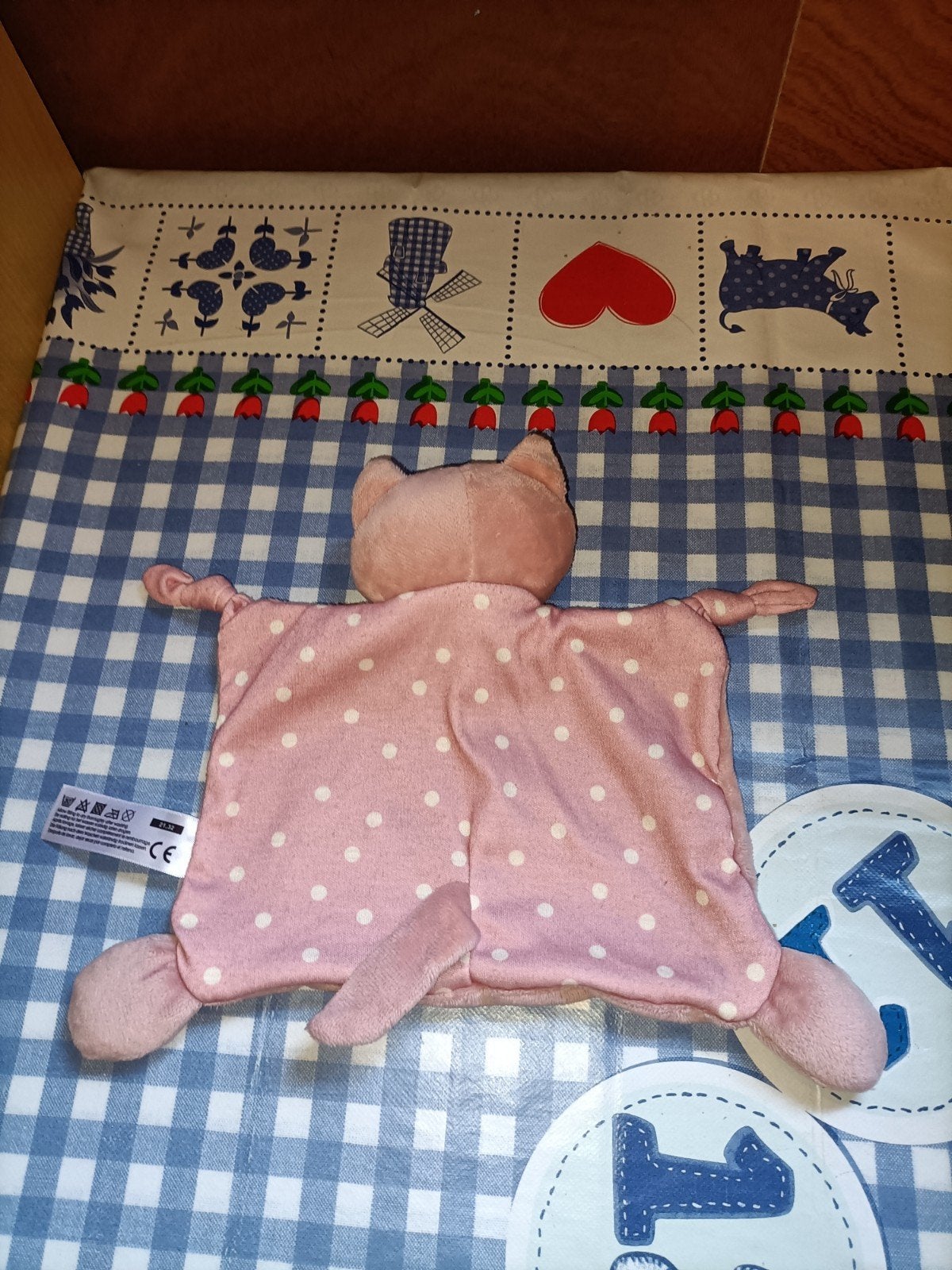 Hema roze poes knuffeldoekje met witte stippen, Ophalen of Verzenden, Zo goed als nieuw