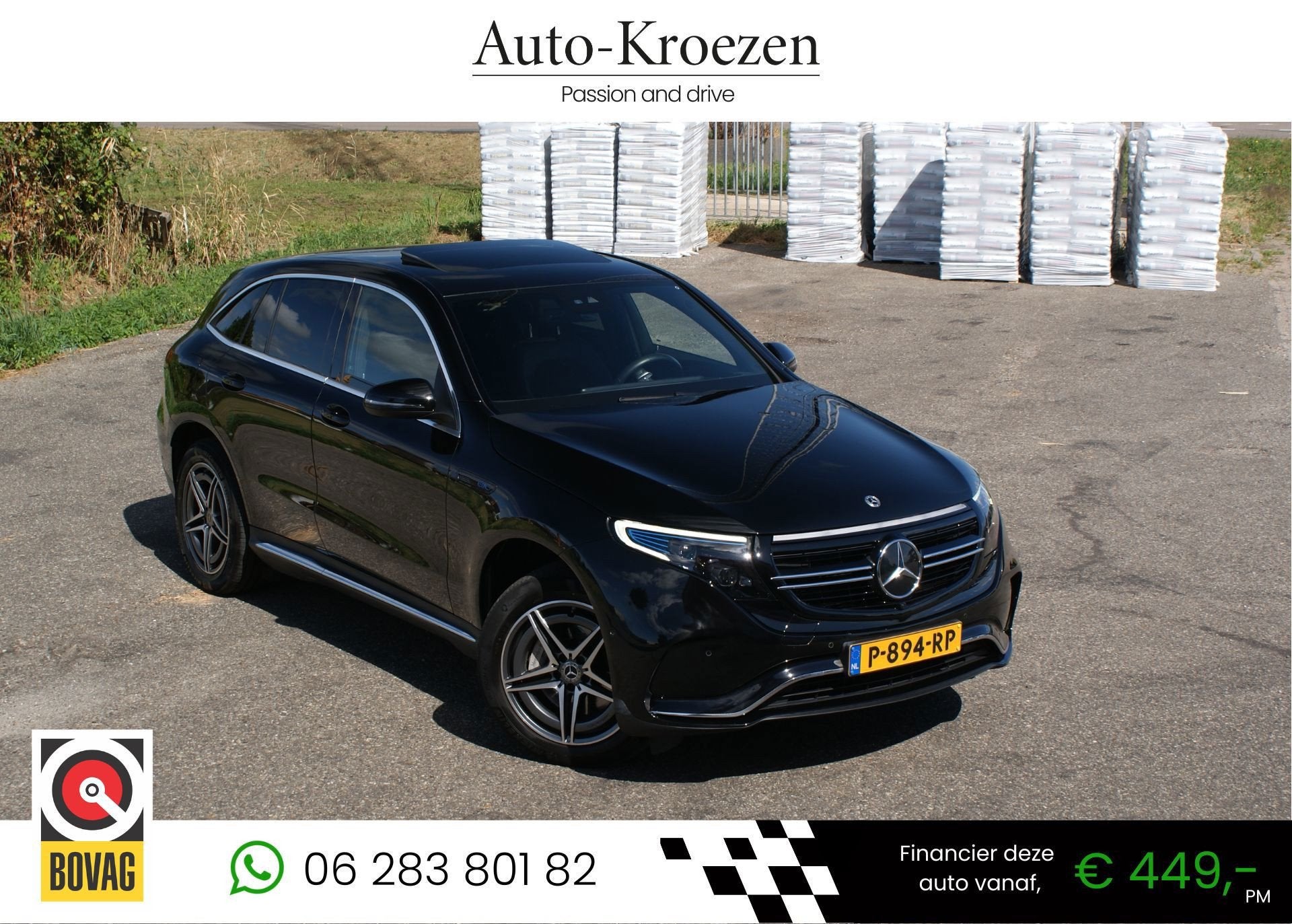 Mercedes-Benz EQC 400 4MATIC 80 kWh | Schuifdak | Burmester, Zwart, 80 kWh, 1333 min, Zwart