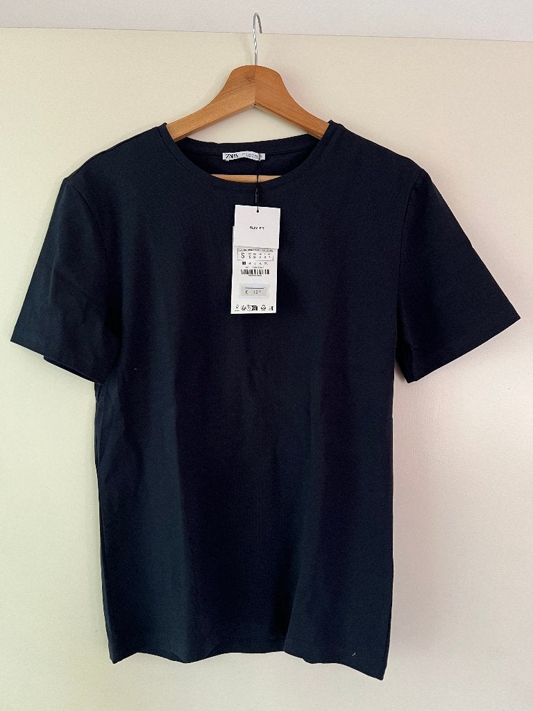 Nieuw Zara Slim Fit T-shirt Navy Blauw Maat S met Kaartje, Blauw, Nieuw, Ophalen of Verzenden, Zara Man