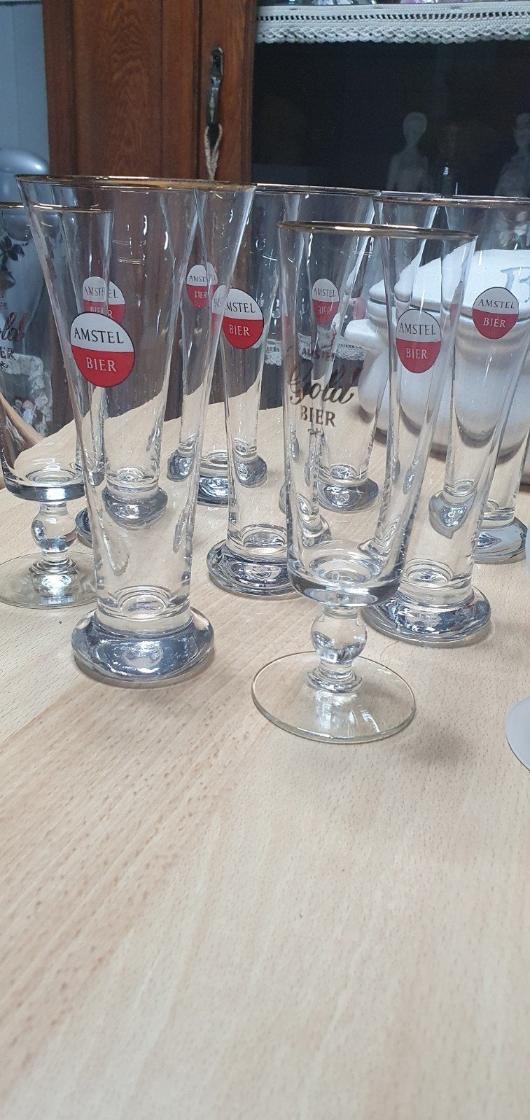 Amstel bier glazen ( 9 st. ), Verzamelen, Ophalen, Zo goed als nieuw, Bierglas