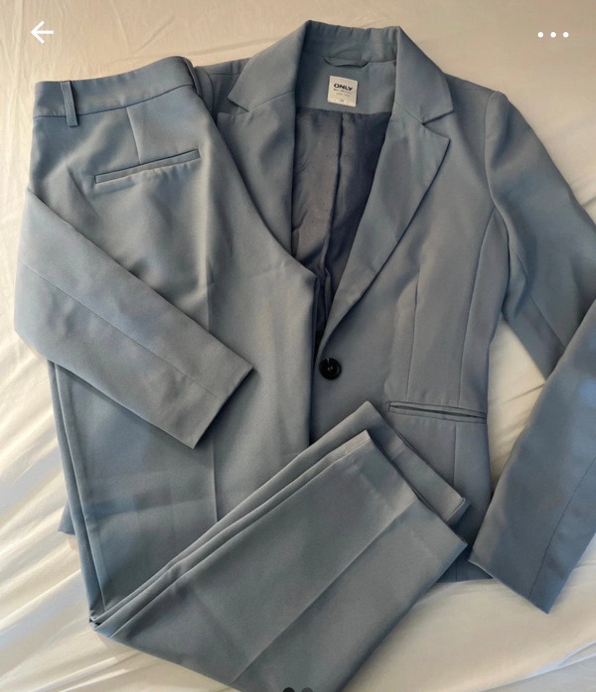 Lichtblauw Dames Pak - Maat S, Kleding | Dames, Jasjes, Kostuums en Pakken, Kostuum of Pak, Blauw, Ophalen of Verzenden, Zo goed als nieuw