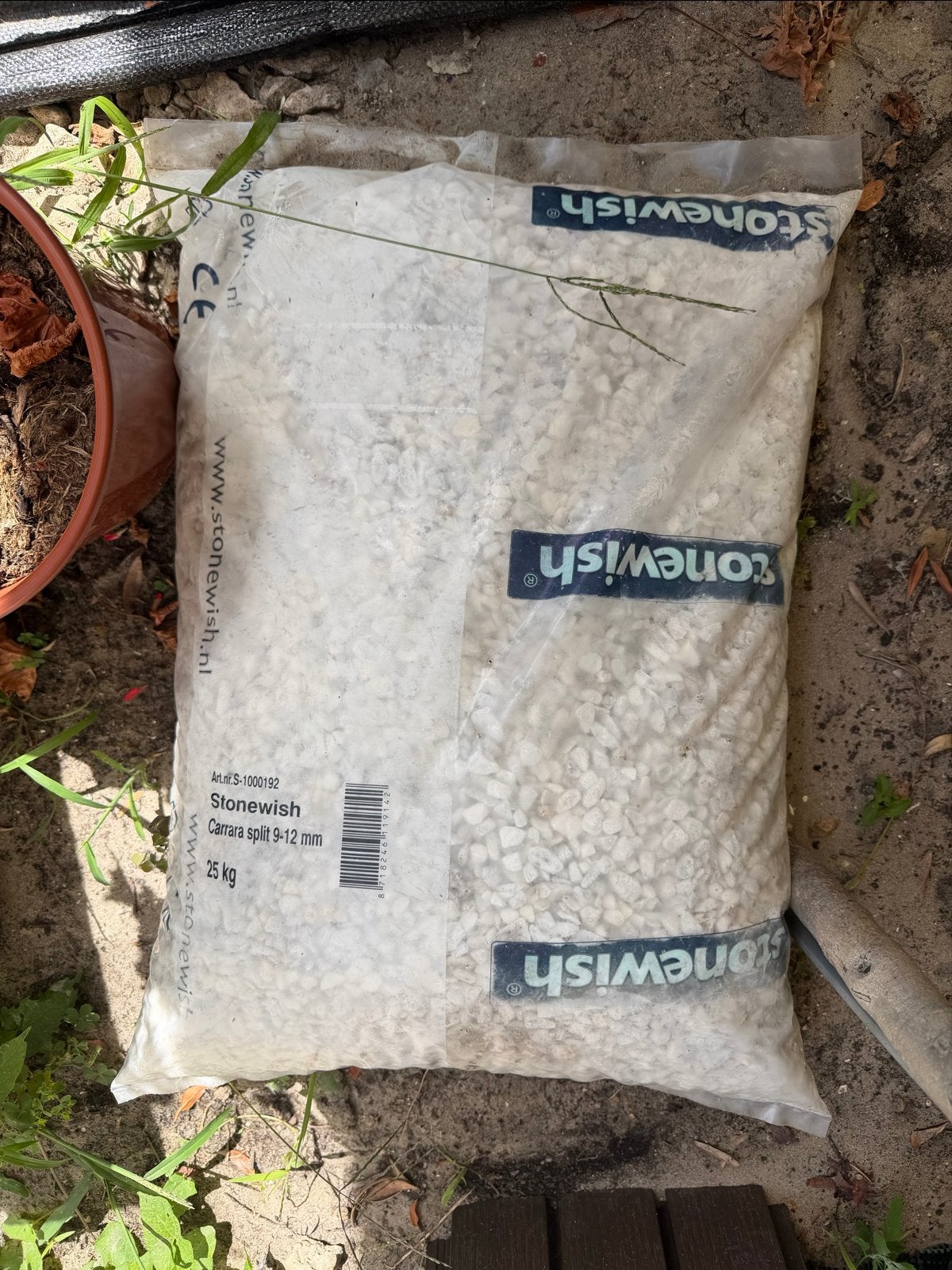 Stonewish Carrara split 9-12 mm, 25 kg, Ophalen, Wit, Nieuw, Split