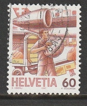 Zwitserland 1987 1344 Post Luchtpost, Gest, Postzegels en Munten, Postzegels | Europa | Zwitserland, Ophalen of Verzenden, Gestempeld