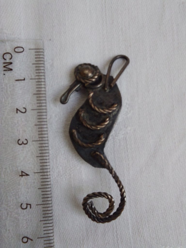 Oude aparte broche zeepaardje 70's, Ophalen of Verzenden, Gebruikt, Zilver, Overige materialen