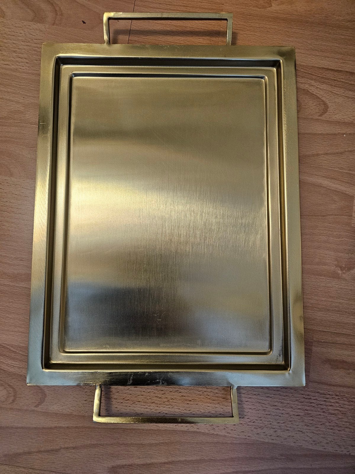 Gouden dienblad met handvatten, Huis en Inrichting, Gebruikt, Ophalen of Verzenden, Dienblad, Metaal