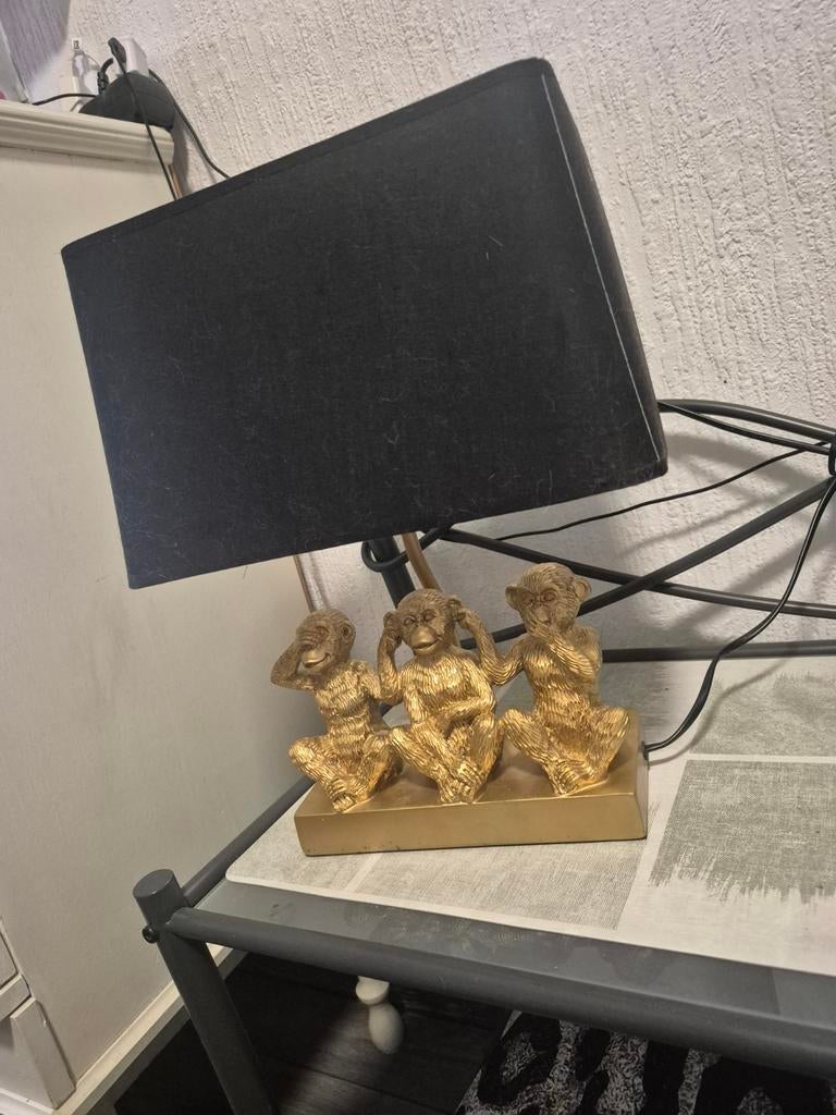 Tafellamp met horen, zien en zwijgen aapjes, Ophalen, Zo goed als nieuw