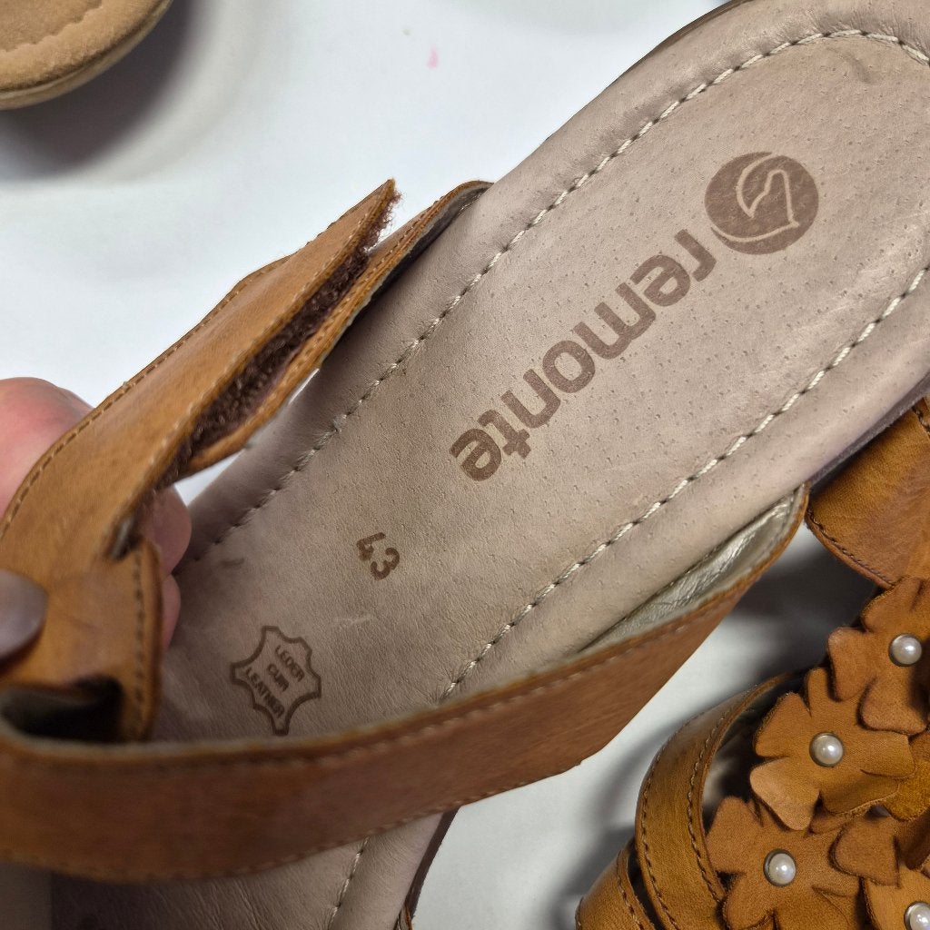 Remonte sandalen met bloemen en parels - Maat 43 art 51651, Remonte GmbH, Hauptstraße 1, 79341 Kenzingen, Duitsland, Bruin, Remonte