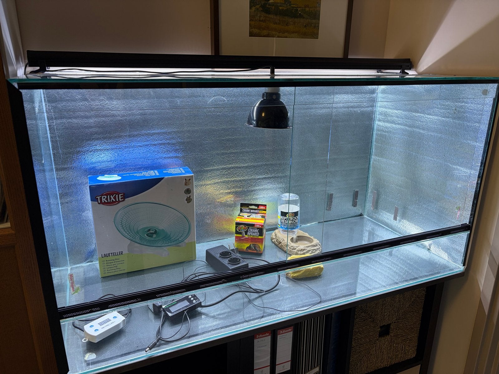 120x50x60cm terraria, LED, verwarming, thermostaat, compleet, Ophalen, Zo goed als nieuw, Terrarium of Paludarium