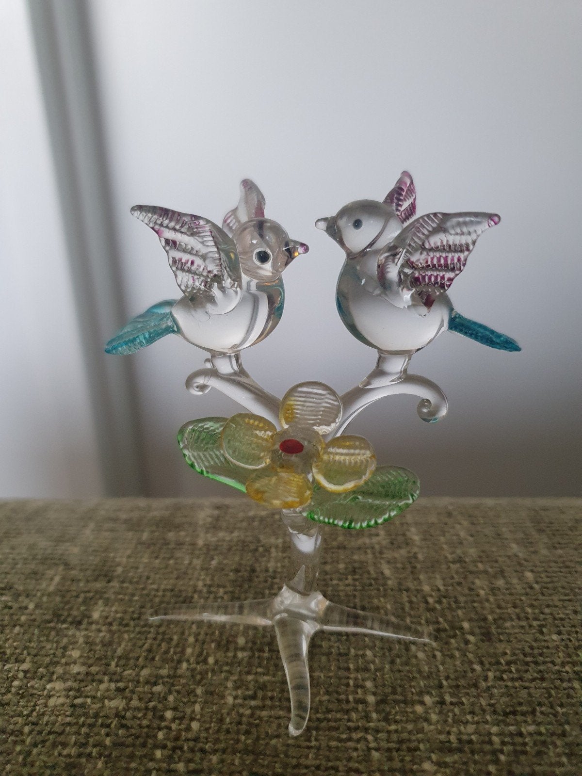 Murano achtig glazen beeldje vogels, Verzamelen, Ophalen of Verzenden, Gebruikt, Dier