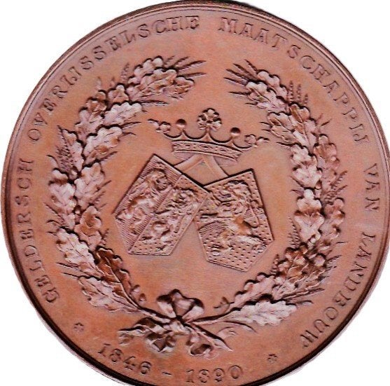 GELDERSCHE OVERIJSSELSCHE MAATSCHAPPIJ VAN LANDBOUW 1846 -, Postzegels en Munten, Penningen en Medailles, Ophalen of Verzenden