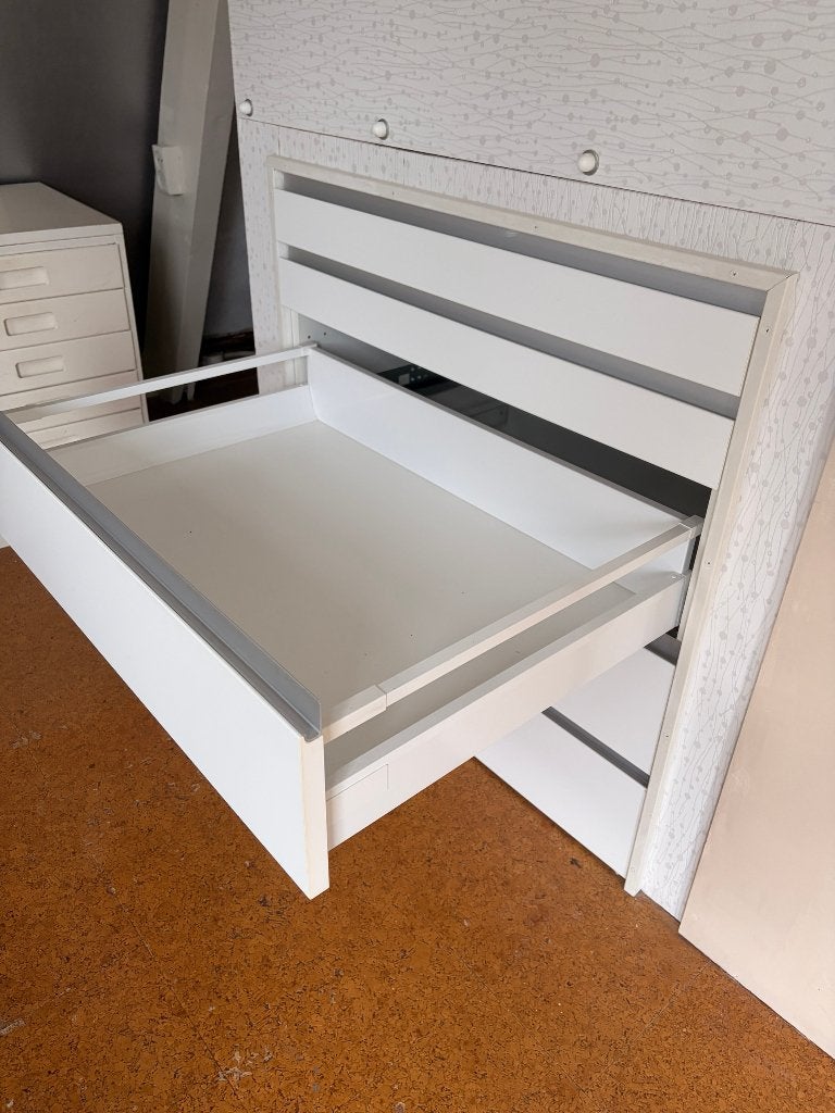 Witte ladekast met 5 grote lades, ca. 100 cm breed, Ophalen, Gebruikt, 5 laden of meer, 50 tot 100 cm