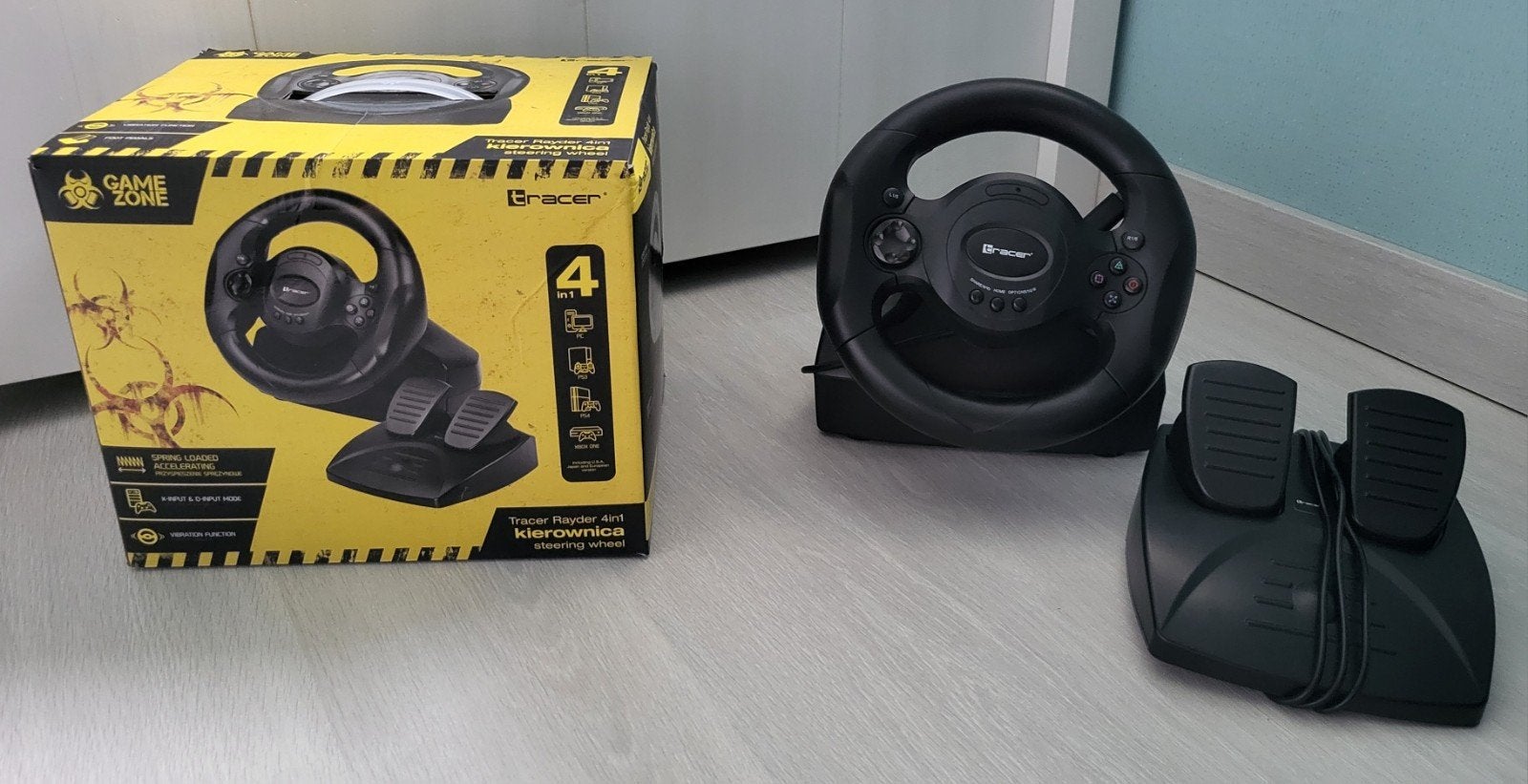 Tracer Rayder 4in1 racestuur met pedalen voor PC/PS 3,4/Xbox, Racestuur, Nieuw, Force feedback, PC