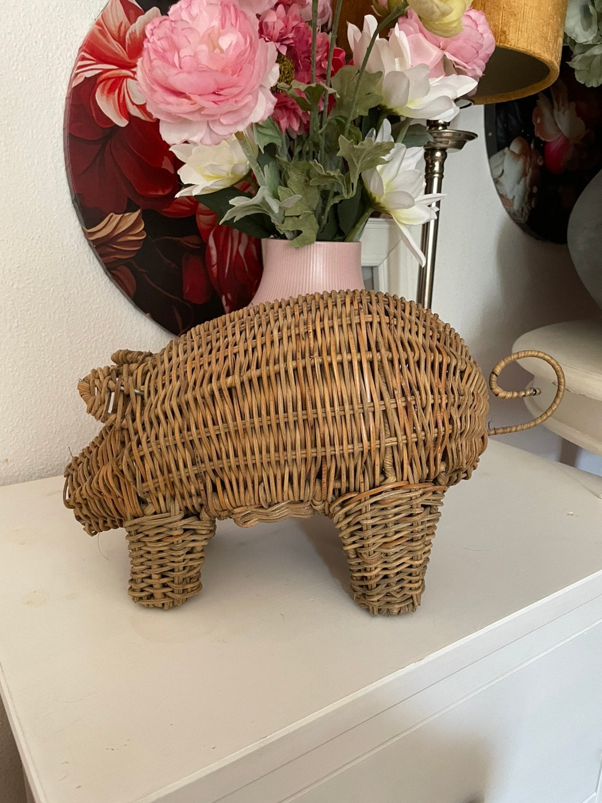 Rattan spaar varken, Huis en Inrichting, Ophalen of Verzenden, Zo goed als nieuw, Hout
