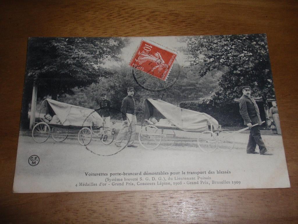 Gewonden Prijswinnende Brancard Militair Voertuig, Verzamelen, Verzenden, Voor 1920, Gelopen, Voertuig