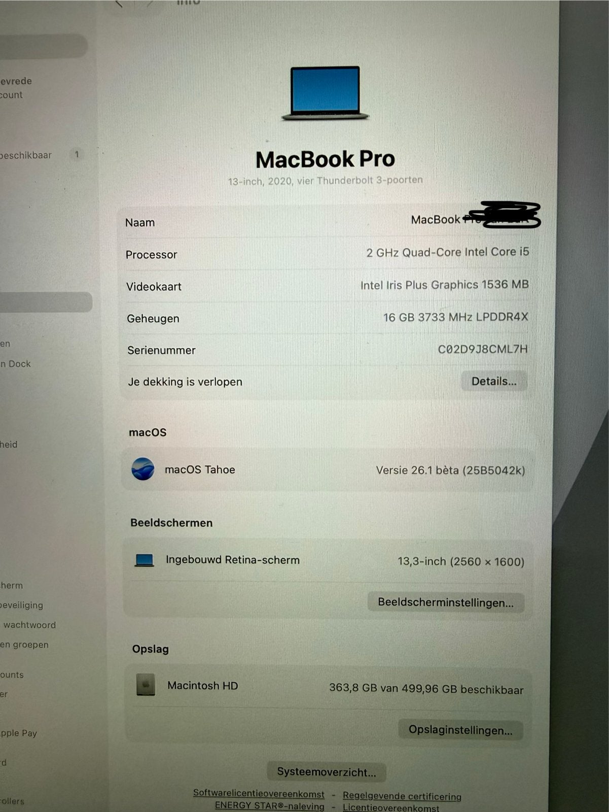 MacBook Pro 13 inch (A2251) - 2020 model, Computers en Software, Apple Macbooks, 2 tot 3 Ghz, 13 inch, 512 GB, Zo goed als nieuw