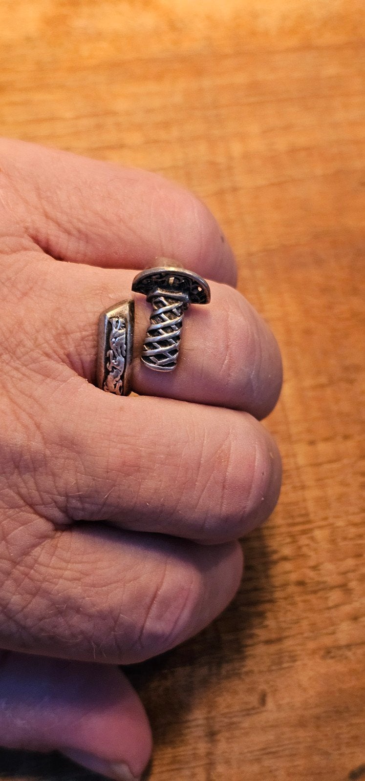 ziveren ring zwaard motief, Heer, Ophalen of Verzenden, Zo goed als nieuw, Zilver