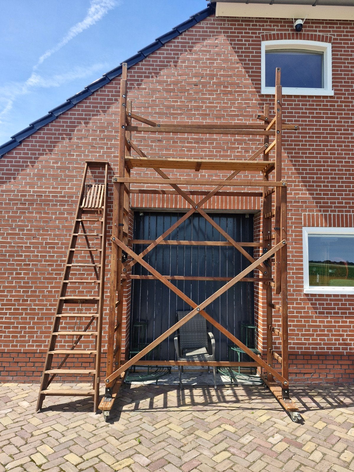 Schuurvondst Weinese Ladders Houten Steiger, Ophalen of Verzenden, Zo goed als nieuw, Opvouwbaar of Inschuifbaar, 2 tot 4 meter