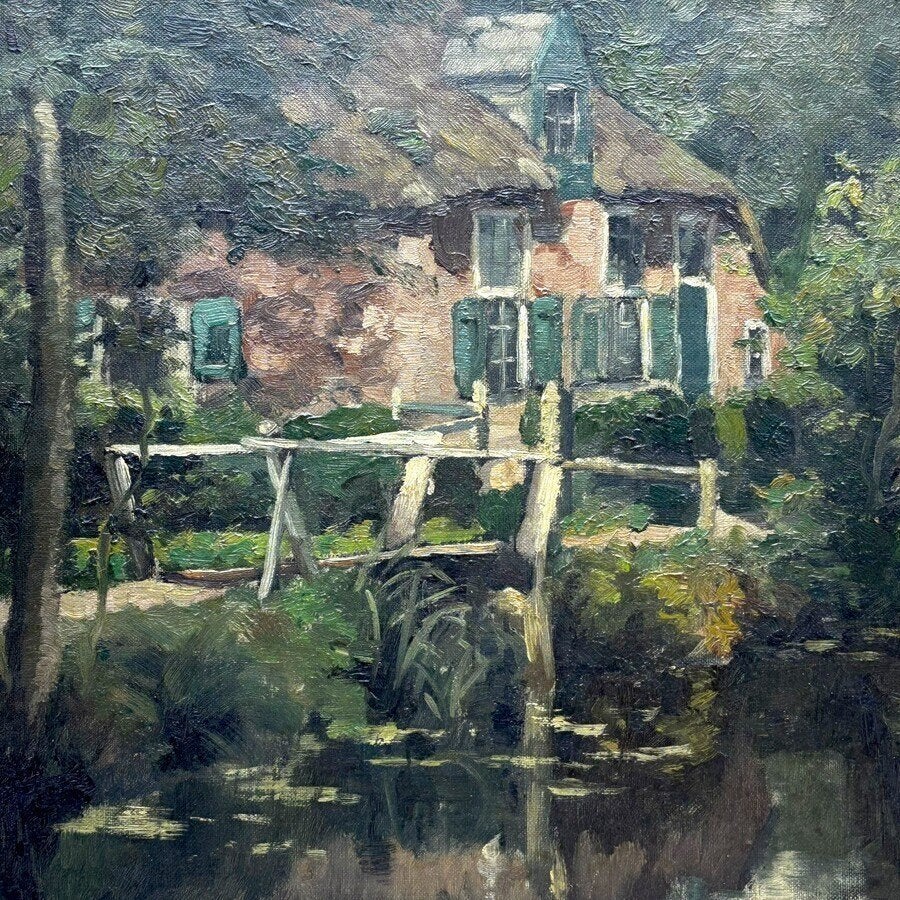 Gerrit Polder, Boerderij aan waterpartij, Ophalen of Verzenden