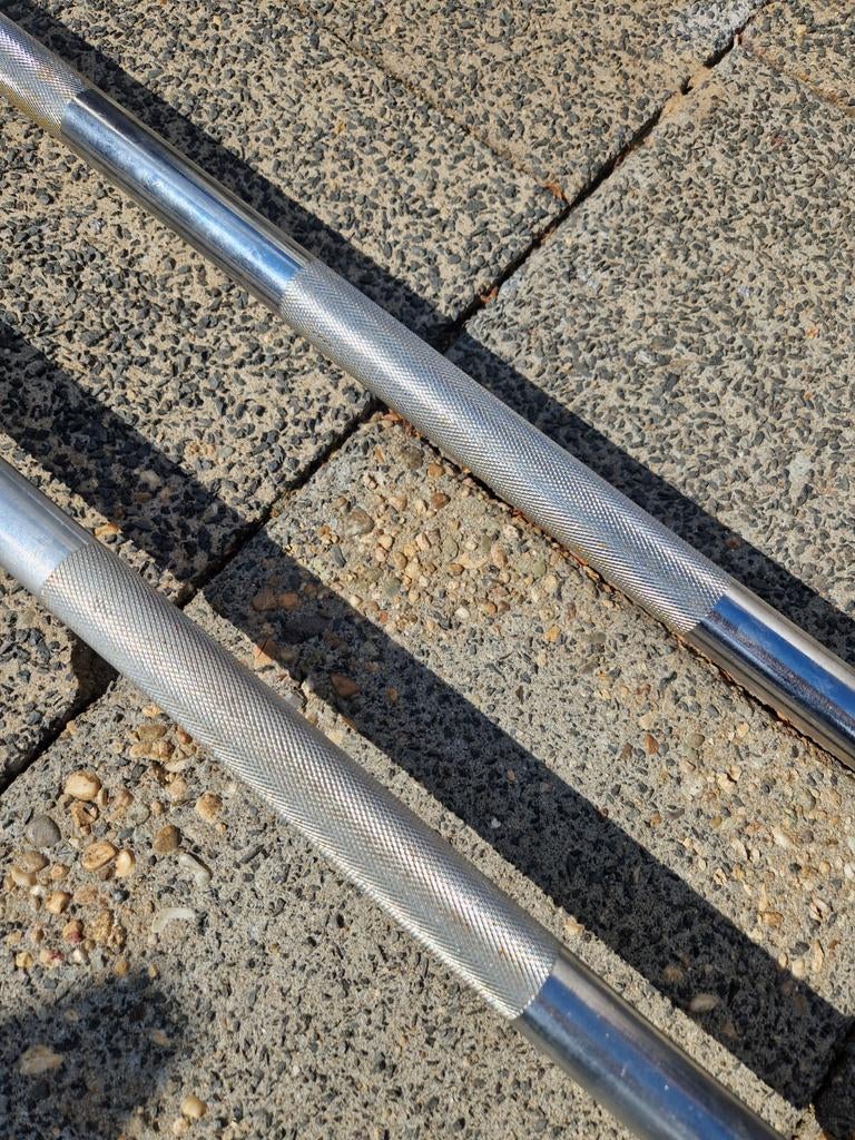 2 Halterstangen - 214cm, 50mm dikte, 1 licht krom, Ophalen, Gebruikt, Armen, Overige typen