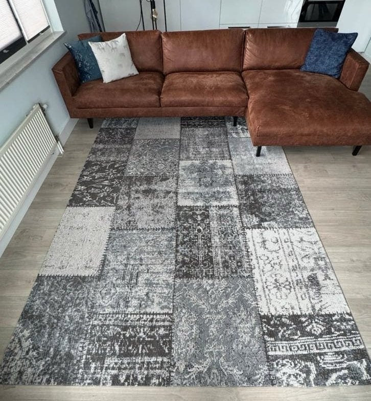 Fraai Patchwork vloerkleed dreams grijs blauw 200 x 230, Ophalen, 200 cm of meer, Zo goed als nieuw, Grijs
