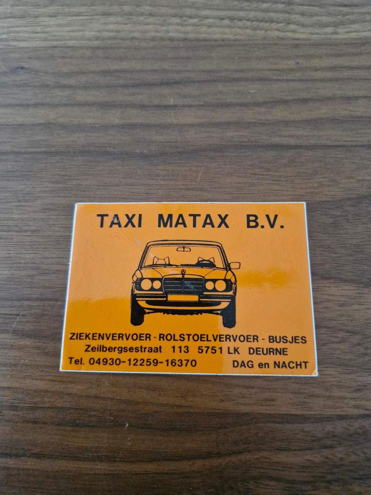 918 Sticker Taxi Matax B.V. 10 x 7 cm, Ophalen of Verzenden, Gebruikt, Auto of Motor