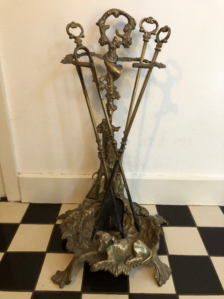 Antiek haardstel messing / koper, Antiek en Kunst, Ophalen of Verzenden, Koper